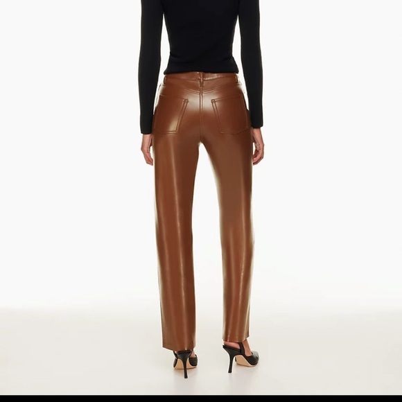 ❗️SOLD❗️ARITZIA Wilfred Brown Melina Faux Leather Cropped Pants Size 8 - Picture 3 of 9